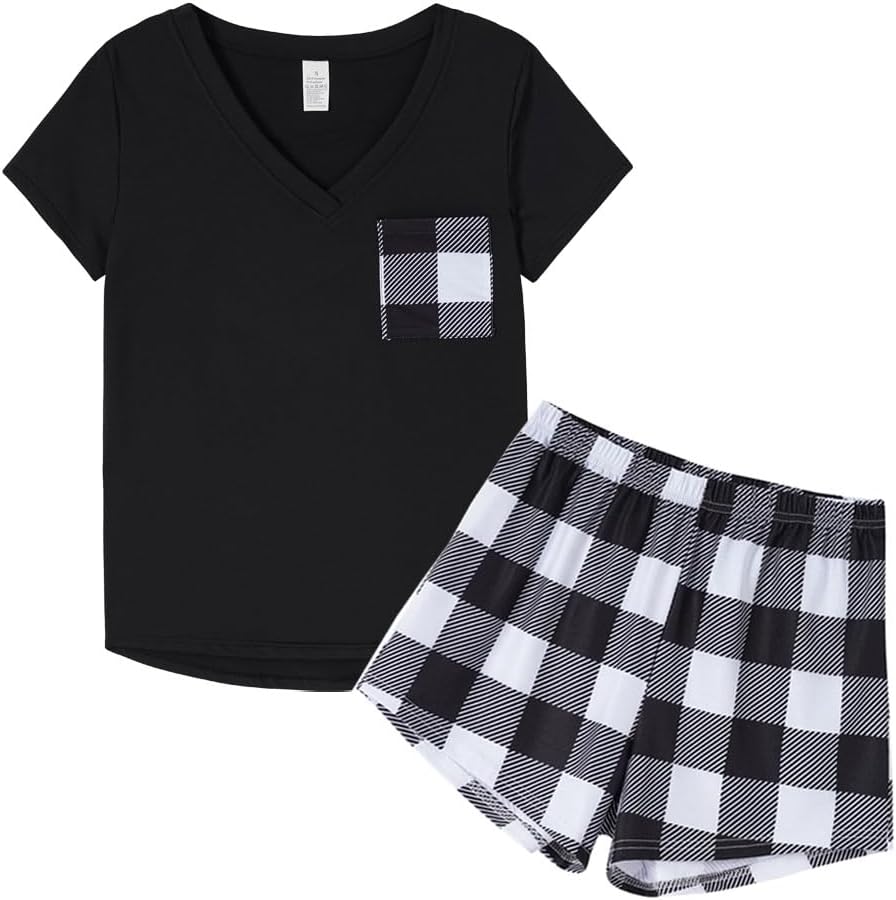 Women Pyjama Set Cute Panda Pattern Short Sleeve Striped Shorts Sleepwear