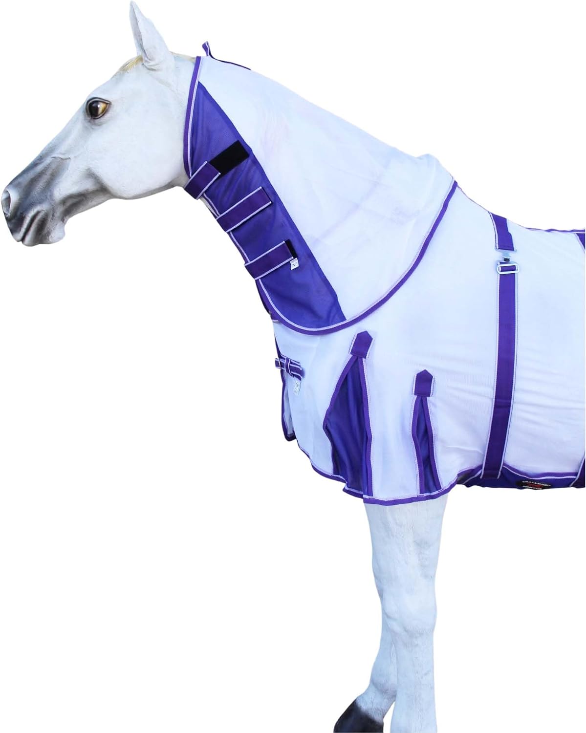 Challenger Horse Scrim Summer Spring Airflow Mesh Fly Sheet Neck White Purple 73154