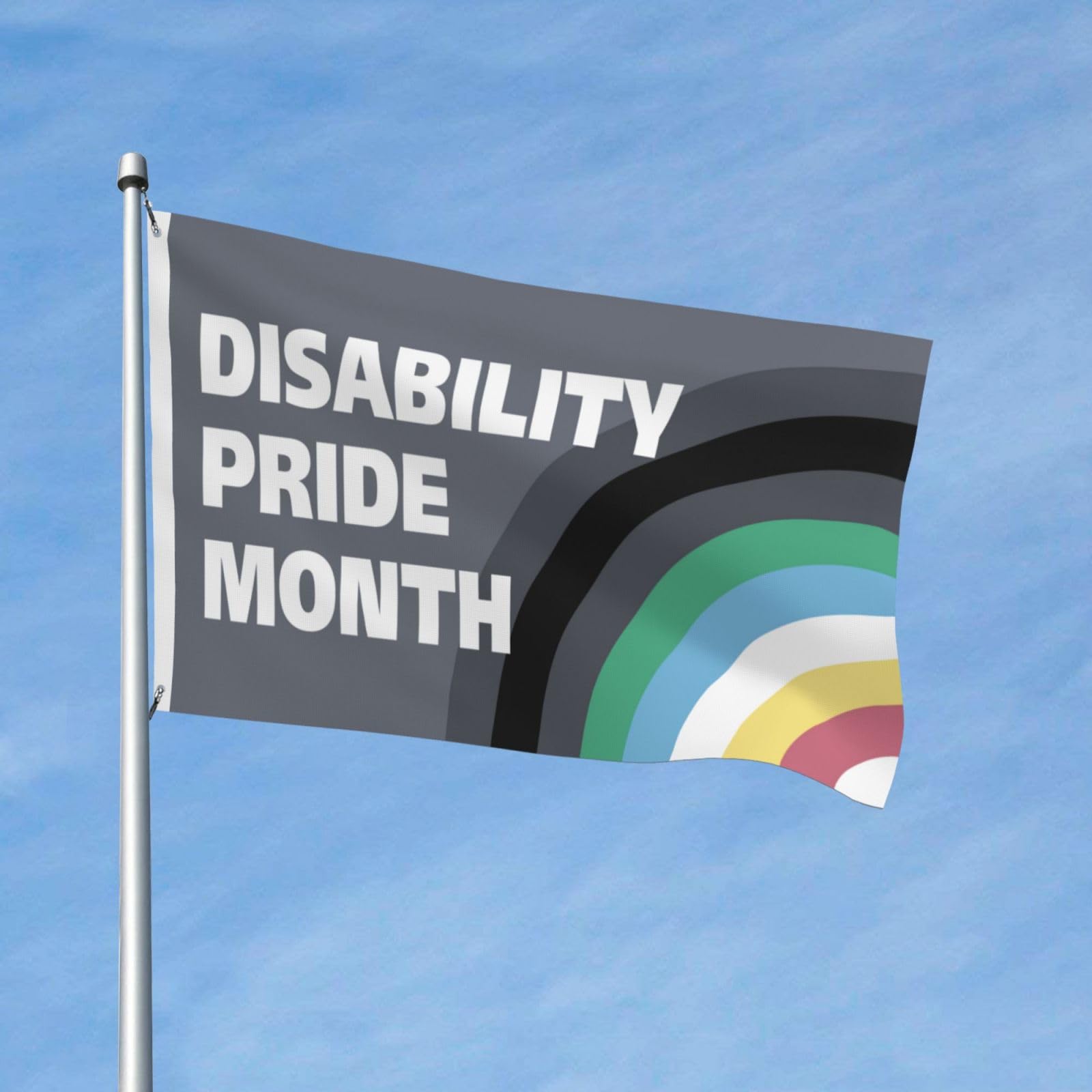 zyatbwi Pride Flags Disability Pride Flag 3x5 Ft (90x150cm) Disability Pride Month Flag With 2 Stainless Steel Washer for Home Outdoor Indoor Garden Home Decoration Banner