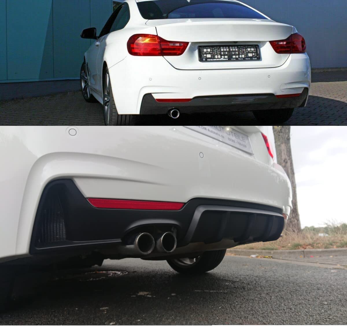 DM Autoteile 1584 Heckdiffusor Schwarz Sport-Performance kompatibel für BMW 4er F32 F33 F36 M-Paket +ABE