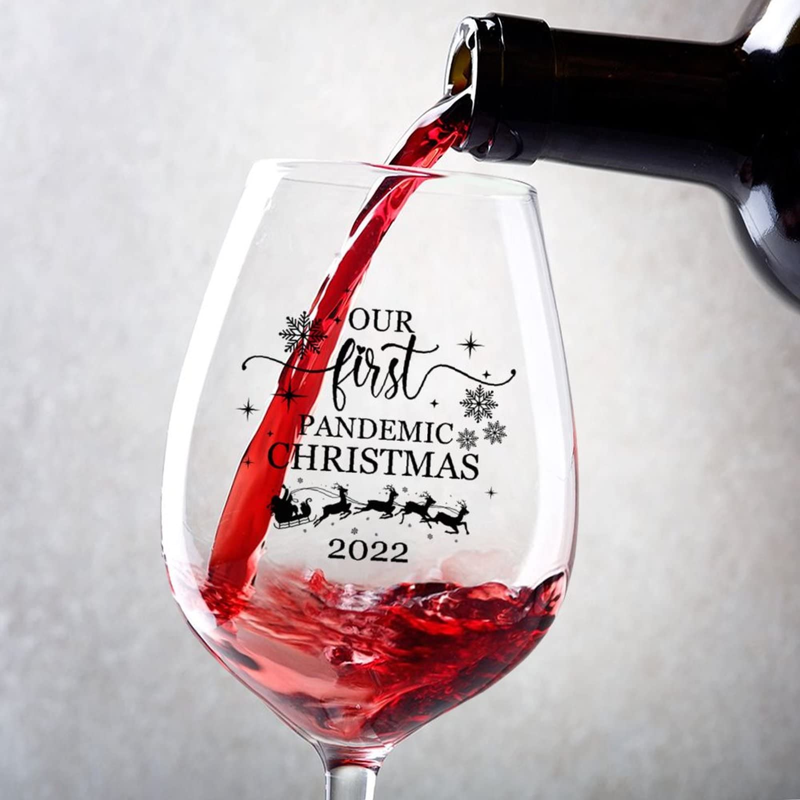 Verres à vin gravés Our First Pandemic Christmas 2023 : cadeau unique
