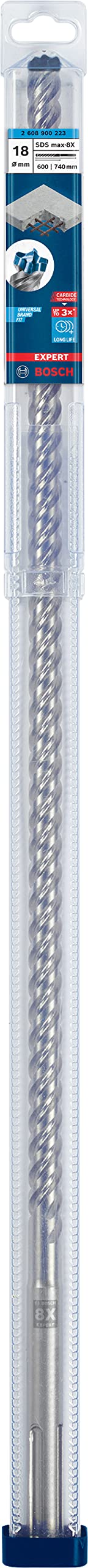 Bosch Bosch 1x EXPERT SDS max-8X Hammer Drill Bit (for Soft stone, Hard stone, Ø 18.00 mm, Professional Accessory Rotary Hammer Drill)