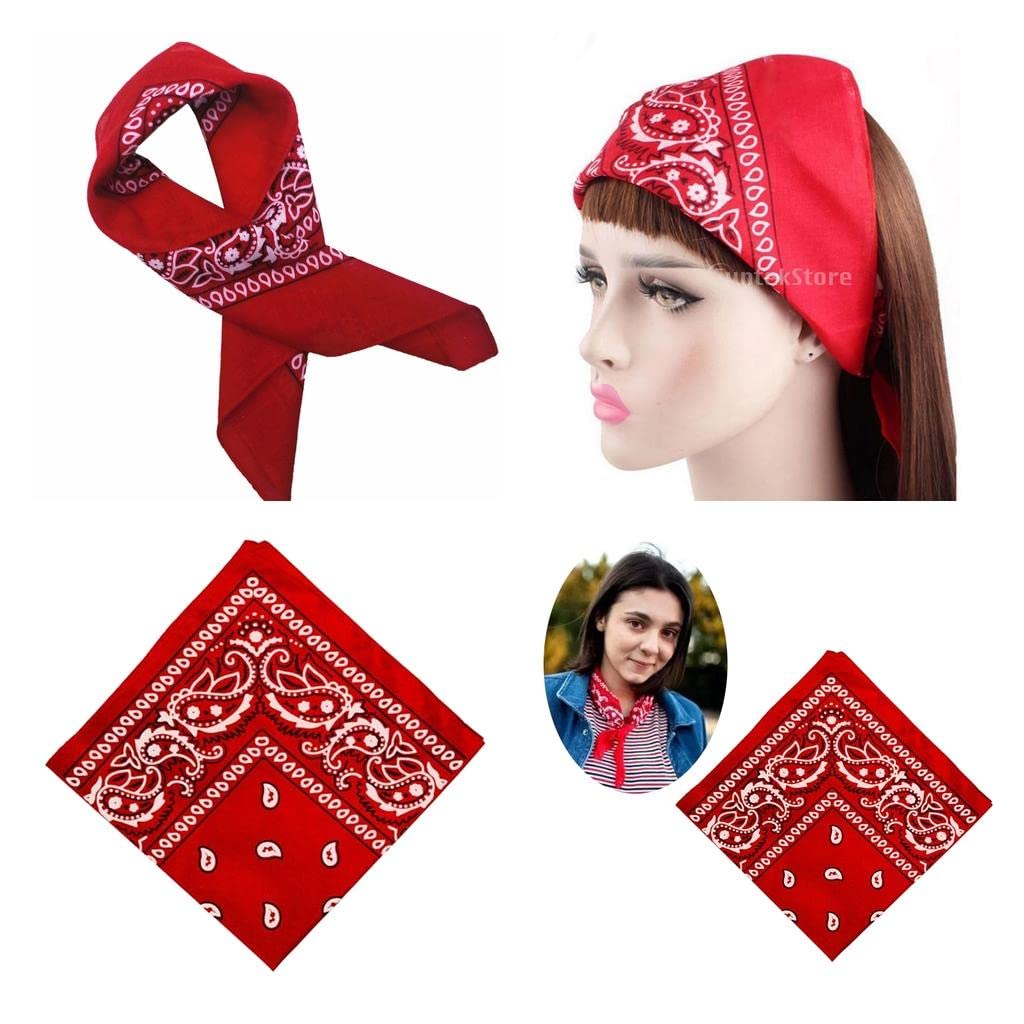 calandis CALANDIS™ 2 Pieces Cotton Paisley Print Paisley Bandana Head Wrap Hair Band Wristband | Scarves & Wraps | Womens Accessories-picture-51