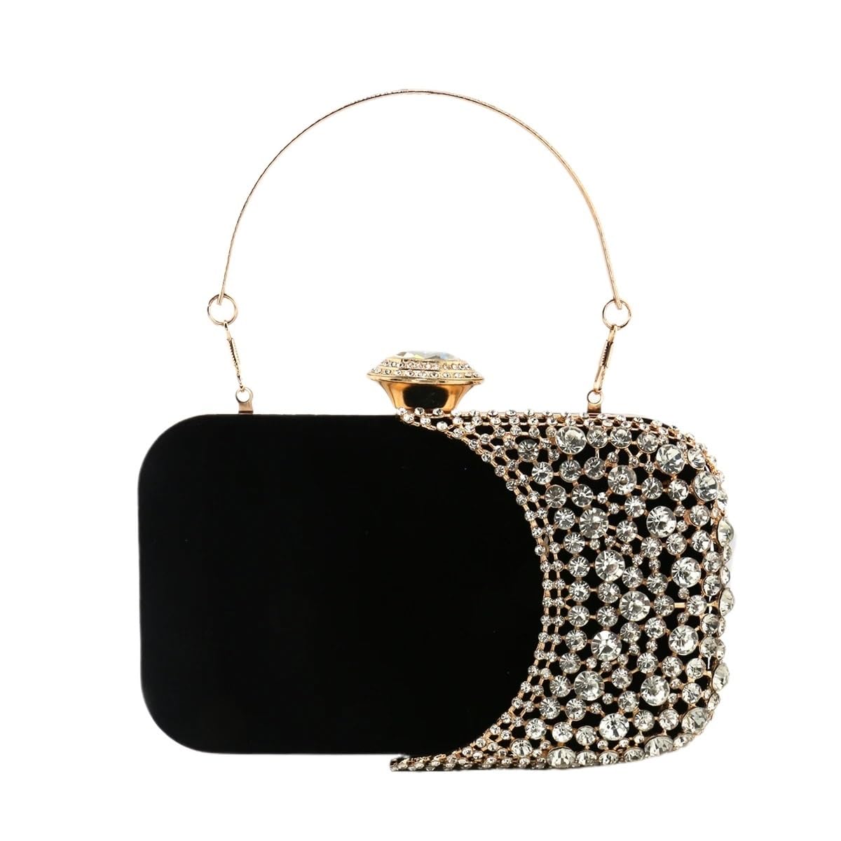 Borse da sera donna dal design cavo in velluto con glitter for, pochette for festa di nozze, catena diamanti Per Banchetti E Feste