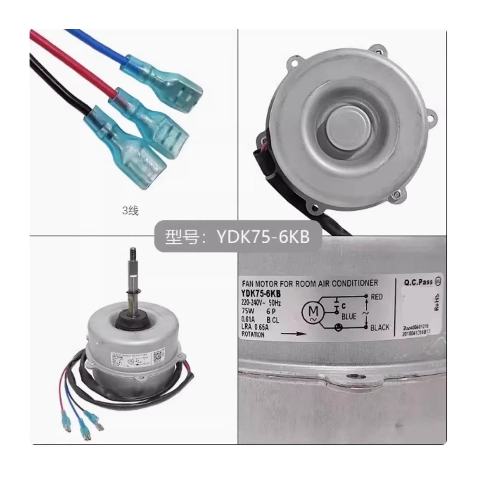 Motore Della Ventola Di Raffreddamento Dell'unità Esterna Del Condizionatore D'aria, Compatibile for Midea, Accessori for Motore Asincrono Singolo YDK75-6KB YDK70-6