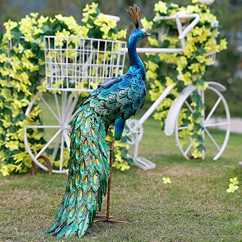 chisheen Outdoor Solar Peacock Statue Garden Decor for Outside Metal Yard Art Outdoor Decoration for Lawn Backyard Party Wedding Mother's Day Gardening Gifts for Women - Image 3
