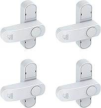 BASI Window Lock Set of 4 White Brown Additional Security for Single Leaf Windows French Doors Lockable with Push Button Swivel Bolt Burglary Protection Colour White Pack of 4