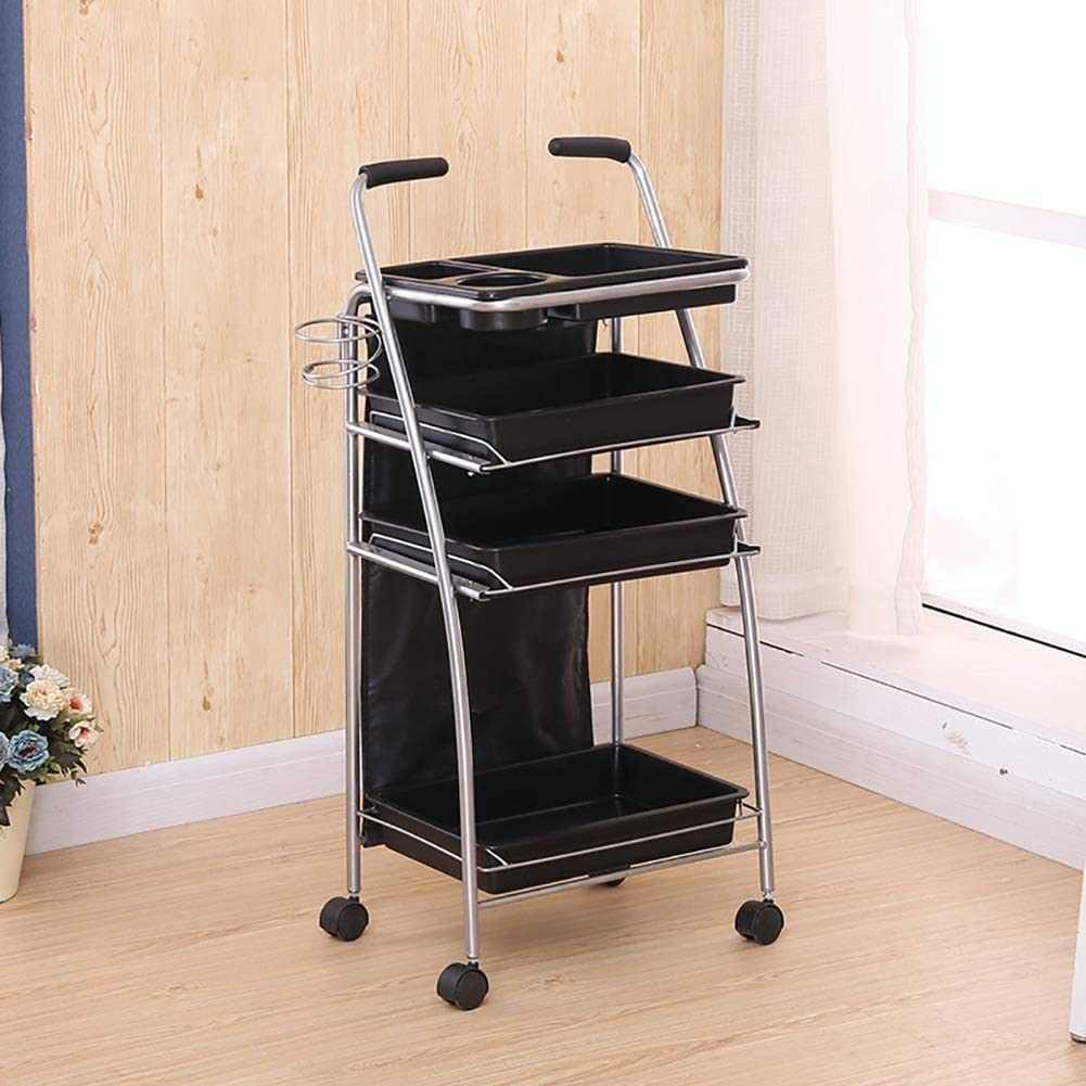 Carros móviles Grandes, Carro de Servicio para el hogar, Carro Grande de 4 Niveles para salón de Belleza, SPA, Carro para Herramientas de uñas con 4 Ruedas, 4 bandejas, Soporte para secador de Pelo