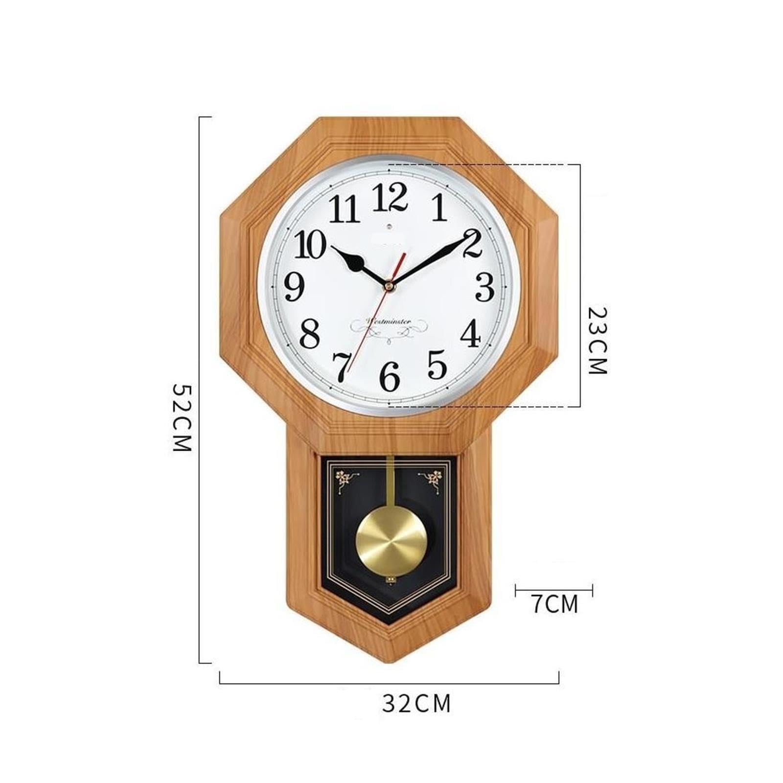 Reloj Cocina Reloj de Pared péndulo Octogonal, Reloj silencioso Decoración(Bruin)