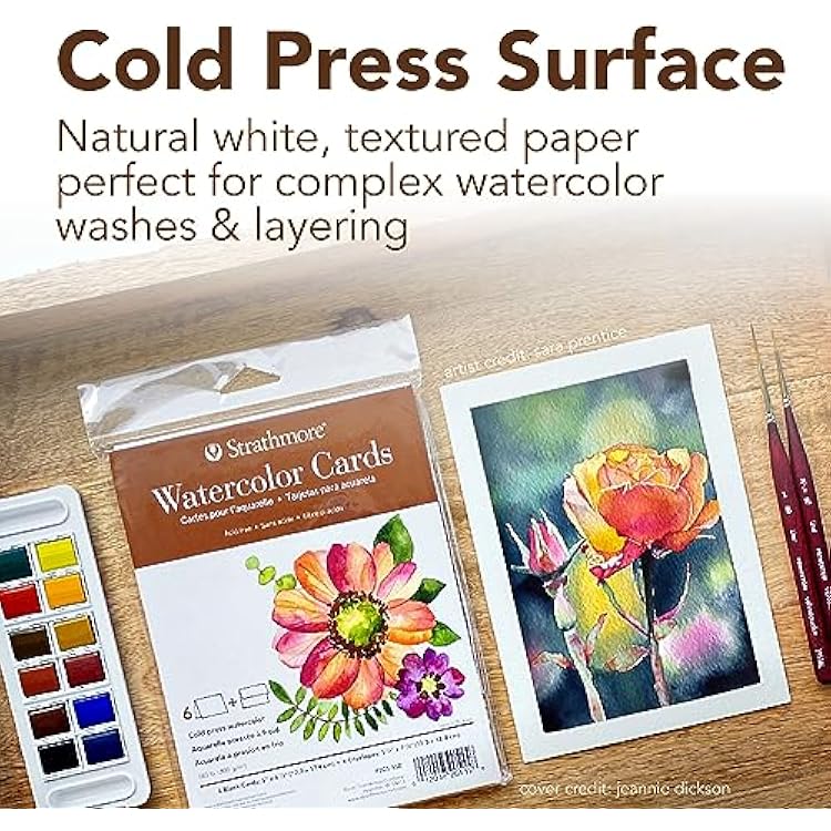 Strathmore 400 Series Watercolor Cards, Cold Press, 5x6.875 inches, 6 Pack, Envelopes Included - Custom Greeting Cards for Weddings, Events, Birthdays