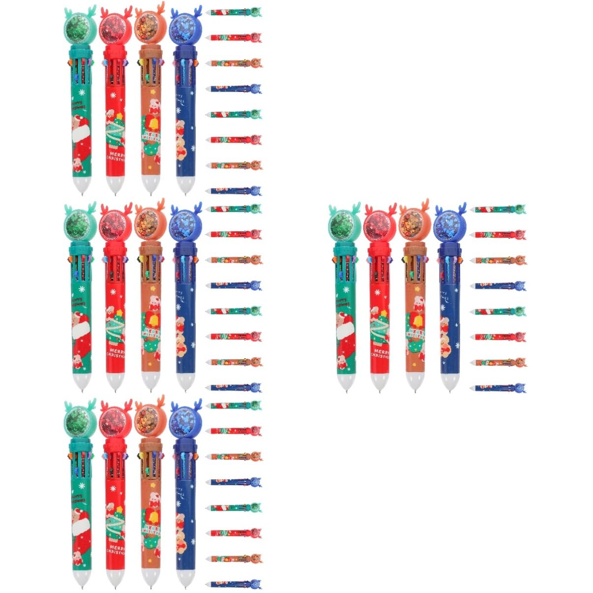 4 Ensembles Stylo À Bille De Noël Christmas Décoration De Noel Marqueurs Métalliques Remplisseurs De Bas De Noël Stylos Blo Stylos À Bille De Noël Abdos 12 Pièces * 4