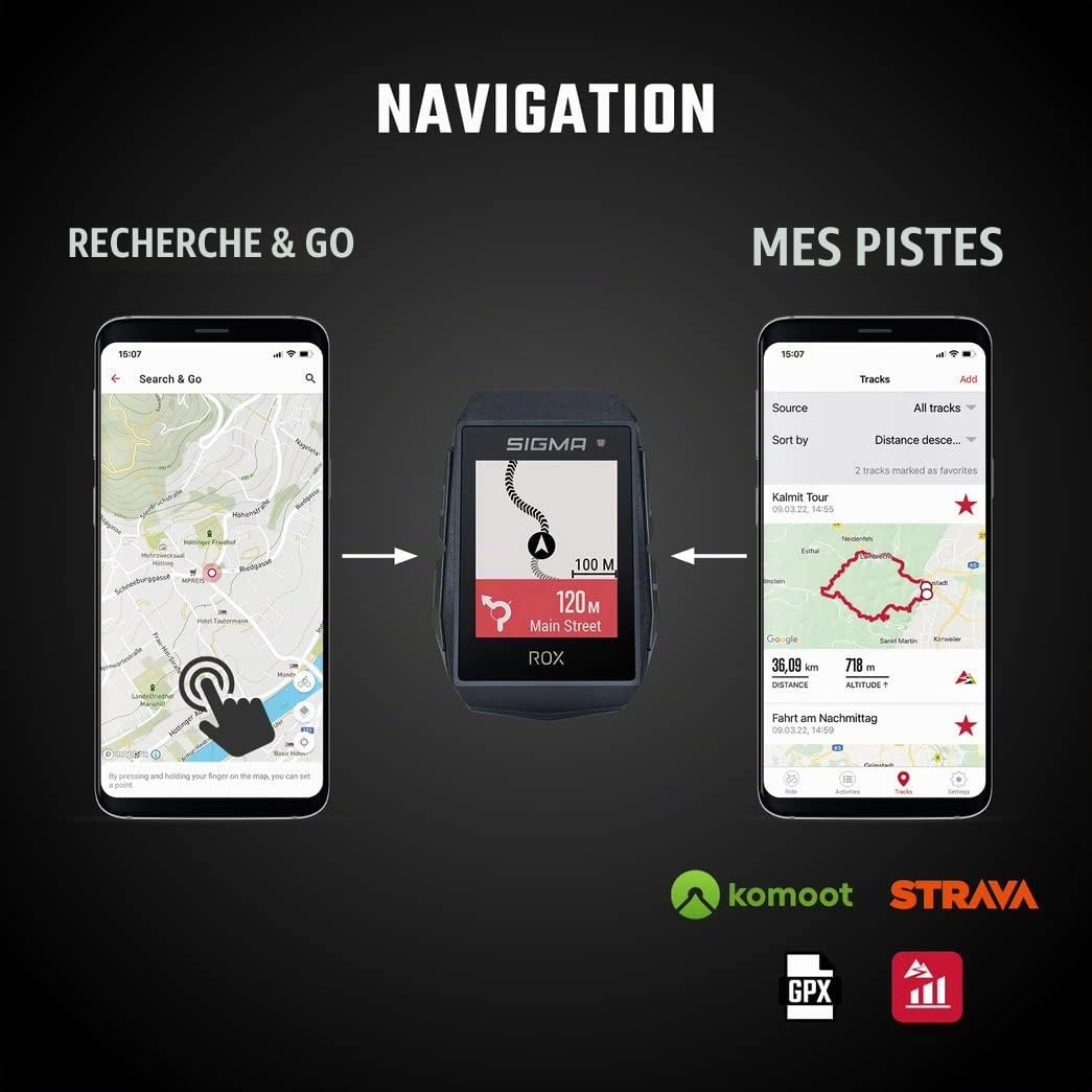 SIGMA ROX 11.1 Evo HR Black|Cycle-Ordinateur GPS avec cardiofréquencemètre | Compatible avec les vélos électriques | Compteur de vitesse GPS sans fil avec mesure de l'altitude