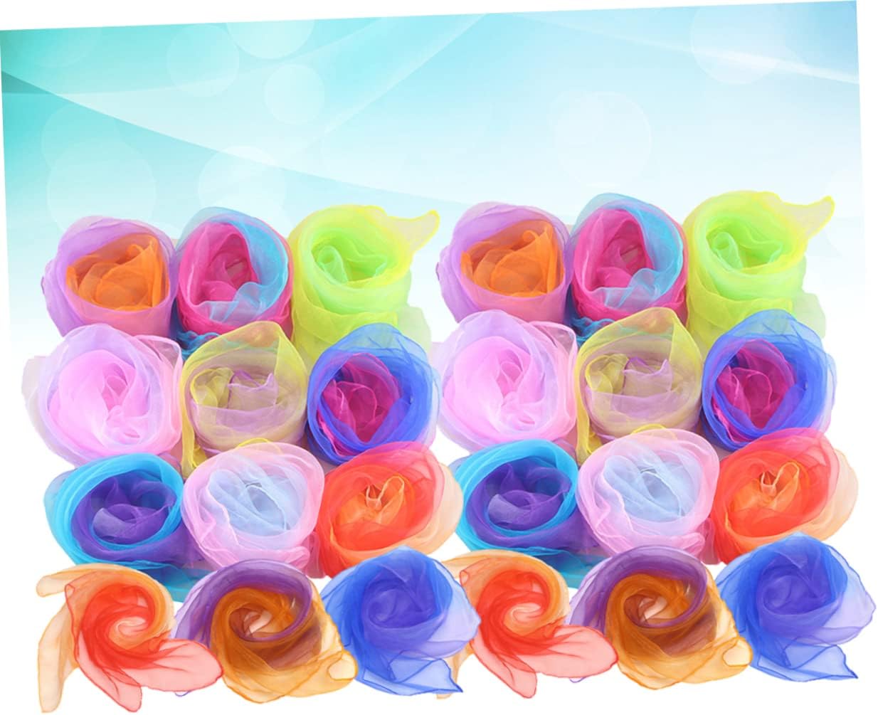 24Pcs Gradient Dance Scarves for Kids Juggling, Soft Gauze Stage Props
