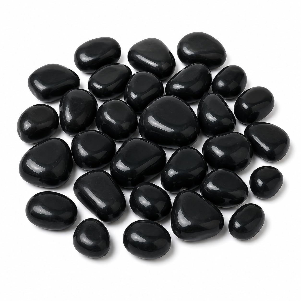 Bindian Decorative Pebble Stone, Multicolour, Natural Stone, Smooth & Polished, for Aquarium, Garden, Plant Pot, Fountain Décor (1 Kg, Black)
