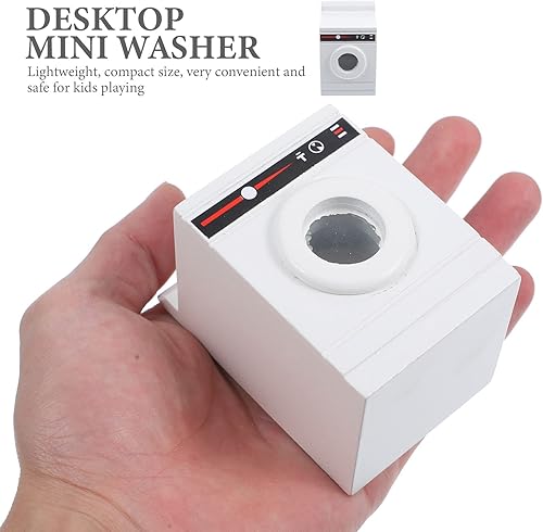 Miniatura 5 de Toyvian Lavadora de casa de muñecas Mini lavadora de tela secadora Modelo Minihouse Lavandería Miniatura para casa de muñecas Accesorios de muebles