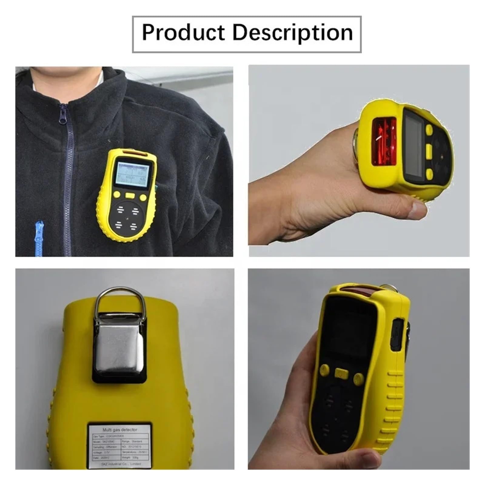 Rilevatore di gas portatile Wireless CO O2 H2S EX(LEL) Multi rilevatore di gas 4 in 1 con ampio display LCD