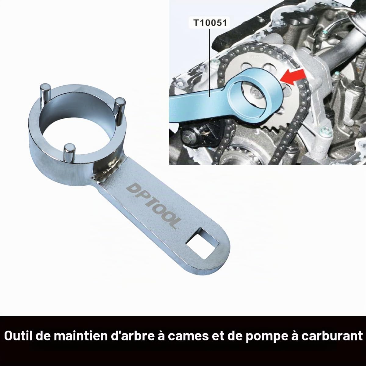 DPTOOL Outil de réglage du moteur, kit courroie de distribution d'arbre à cames compatible avec VW VAG Audi SEAT Skoda 1.6 2.0 TDI Common Rail Diesel Remplacement T10265 T10060A T10051 T10490 T10264