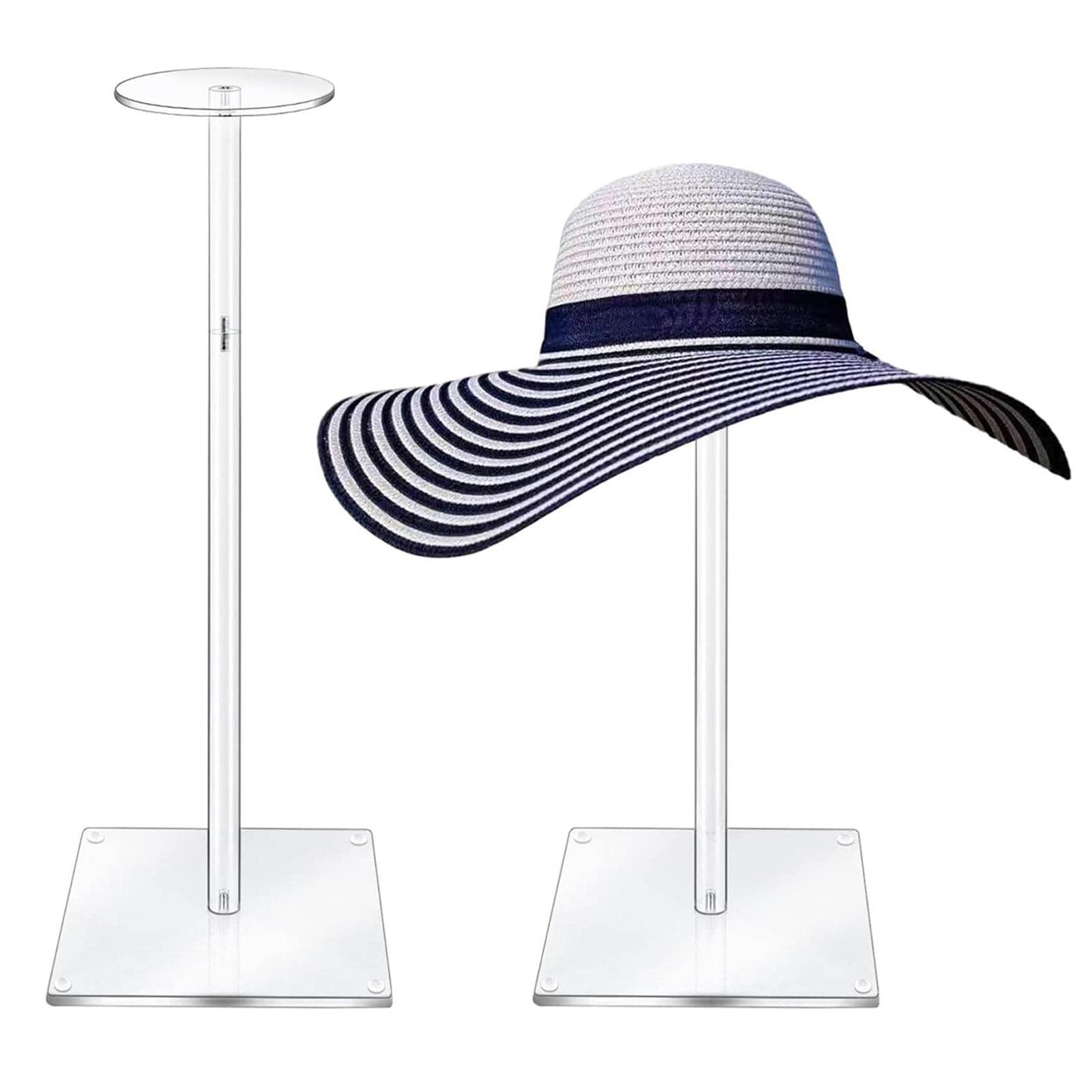 Hat Stand for Baseball Caps, Acrylic Hat for Baseball Caps, Transparent Acrylic Wig Stand, Height Adjustable, Wig Stand, Multifunctional, Hat with Sturdy Base for