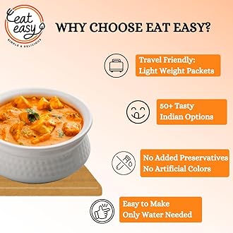 Eat Easy Ready To Eat Jain Paneer Butter Masala, 80gm of 1 Pack, Instant Food, Indian Meal, Travel Food, No Preservatives, No Added Artificial Colours & Flavours, Just Add Water and Cook (Pack of 2)