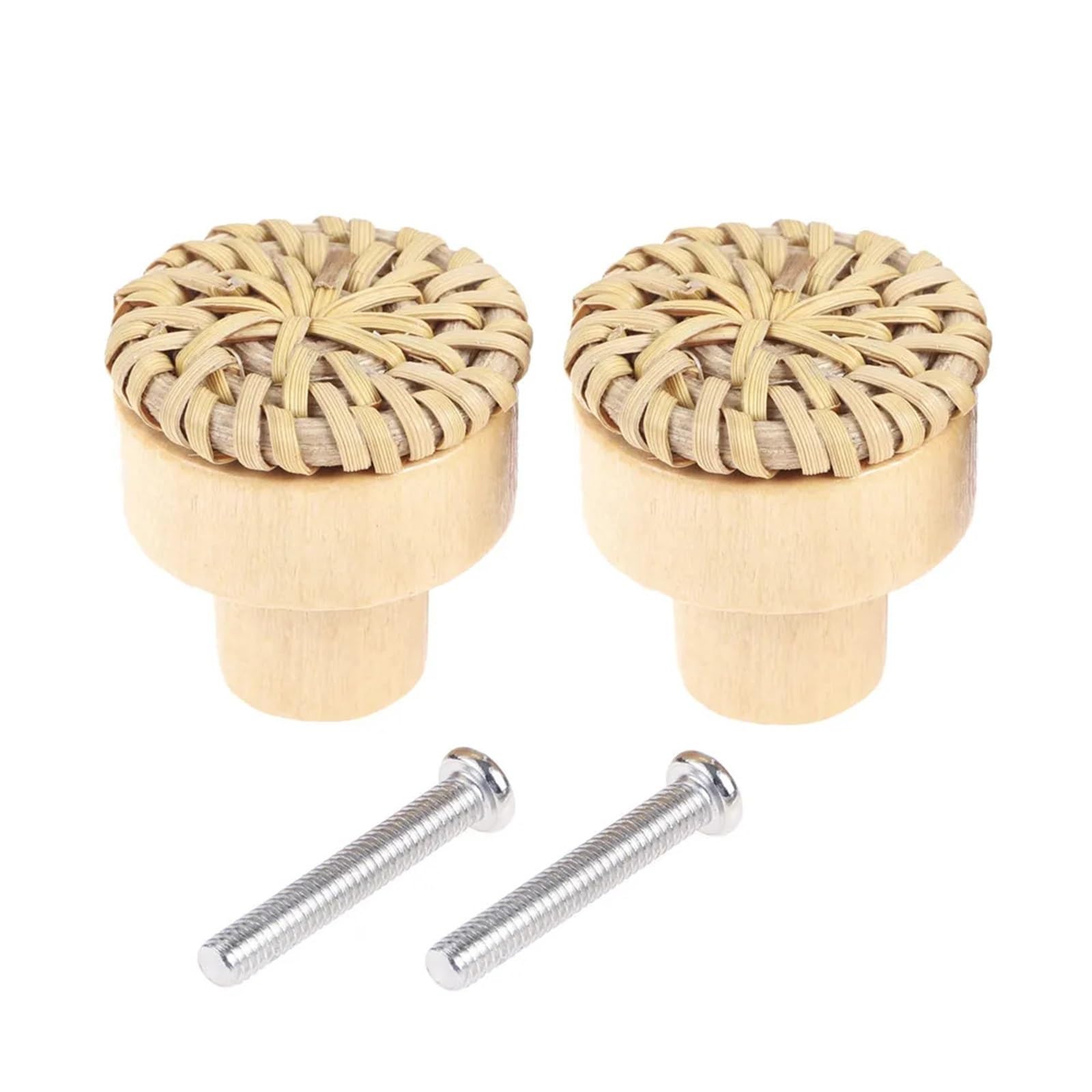 NHralpajj Wood Rattan Cabinet Knobs