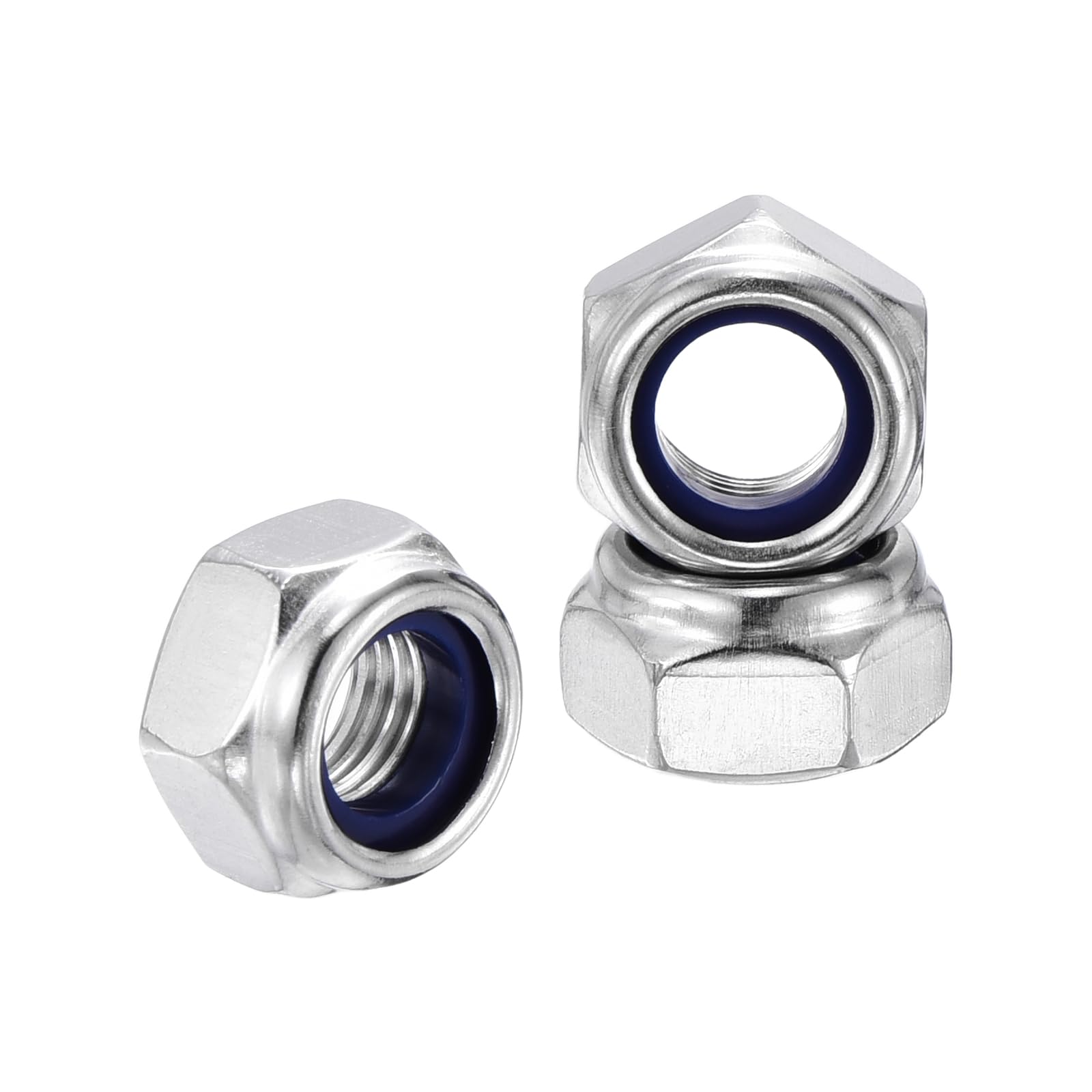 Kozelo 30Pcs M8-1 Nylon Locking Hex Nuts 304 StainlessSteel Silver