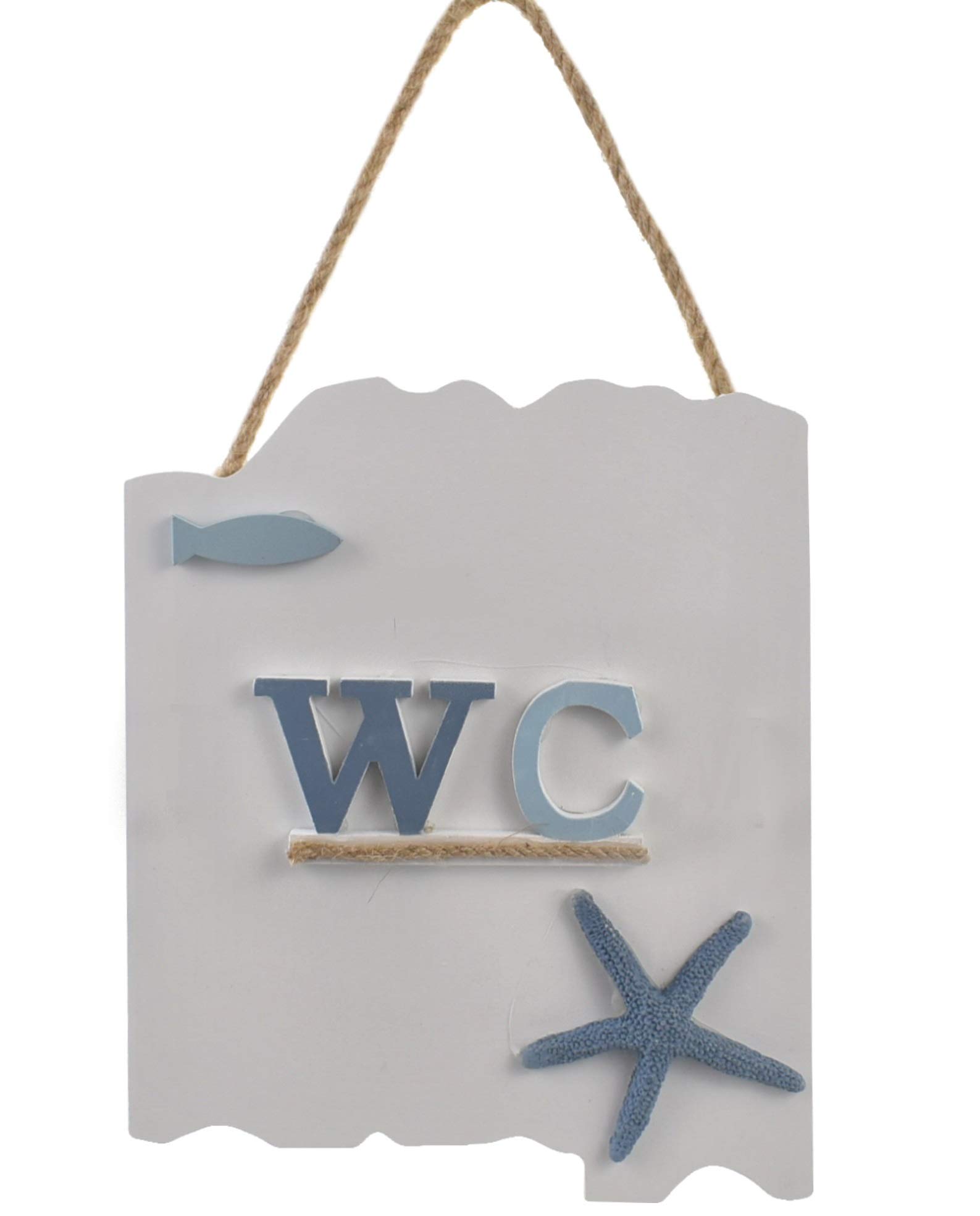 Nautical Chunky 3d Wooden Toilet Door WC Sign with Jute Hanger 20cm