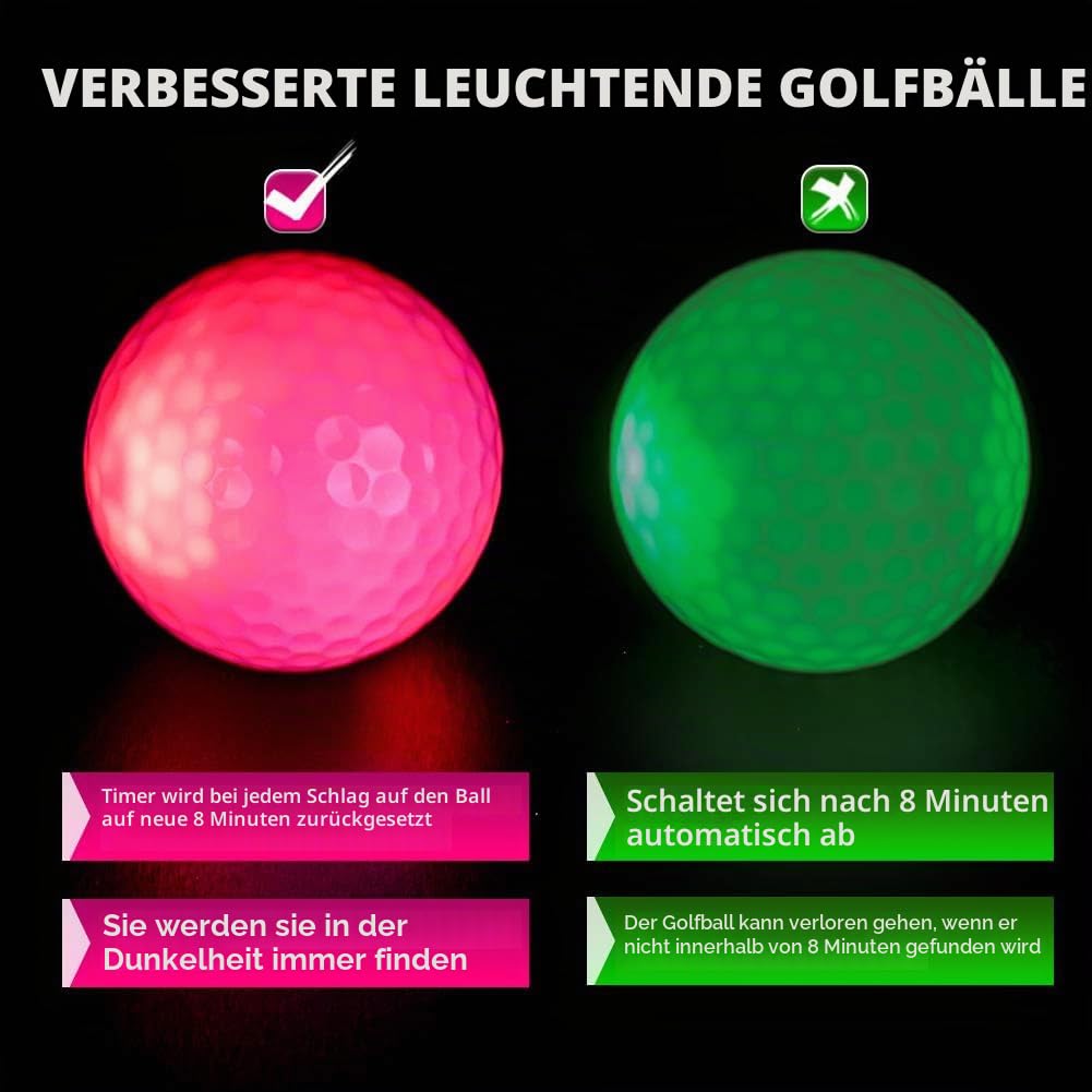 THIODOON Golfbälle mit 7 Farben, die im Dunkeln leuchten, wechselt ständig und der Timer setzt jeden auffälligen LED-Golfball zurück, 48 Stunden Akkulaufzeit, leuchtender Golfball für Nachtgolfen