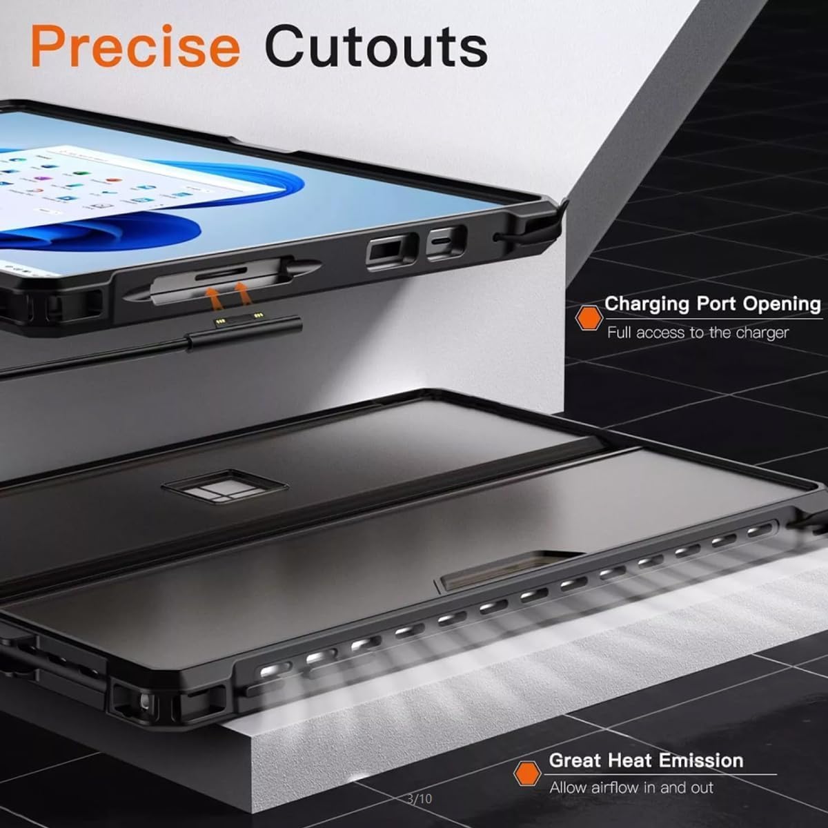 Case for Microsoft Surface Pro 4/5/6/7, All-in-One Cover with Pen Holder, Kickstand, Compatible with Type Cover Keyboard, Frosted (Gray)