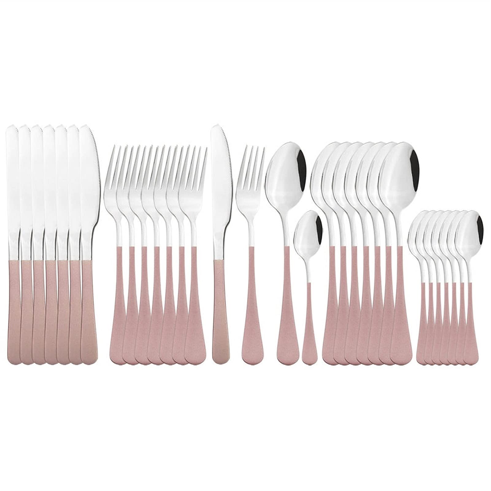 Besteck-Sets 32-teiliges rosafarbenes Geschirr-Besteck-Set Edelstahl-Geschirr-Abendessen-Messer-Gabel-Löffel-Besteck-Party-Küchenwaren-Set-Edelstahl (Color : Rose)