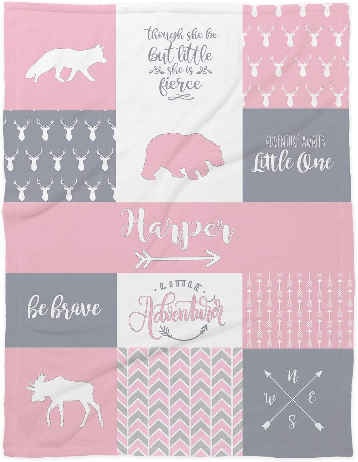 Woodland Personalized Baby Blanket – Personalized Baby Blankets for Girls-Custom Baby – Nursery Décor – Baby for Girls Personalized (Pink Woodland)