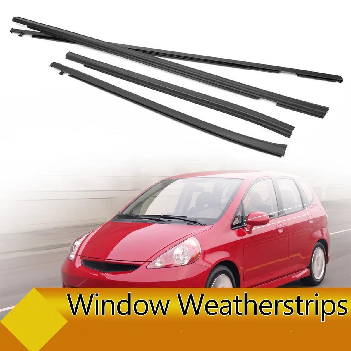 Striscia Protettiva per Portiere Auto, 4 Pezzi, Guarnizione in Gomma per finestrini Esterni, Adatta per Jazz Hatchback GD1 GD3 2003-2007, Protezione per la Guarnizione della portiera dell'auto
