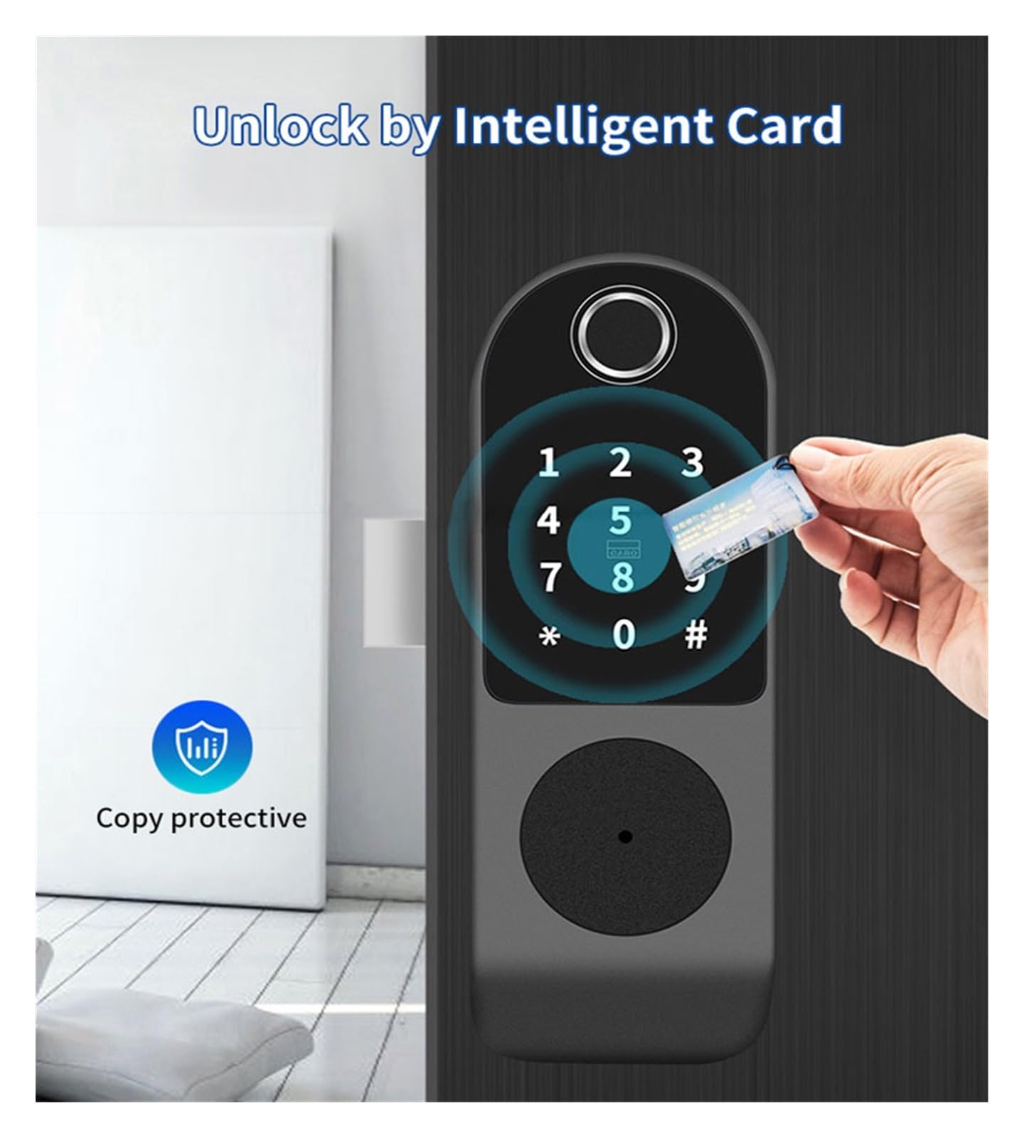 Bez okablowania Wodoodporny Tuya Inteligentny zamek do drzwi Dwustronny krawędziowy z czytnikiem linii papilarnych Karta inteligentna Kod cyfrowy Zewnętrzny elektroniczny(Tuya WIFI verison)