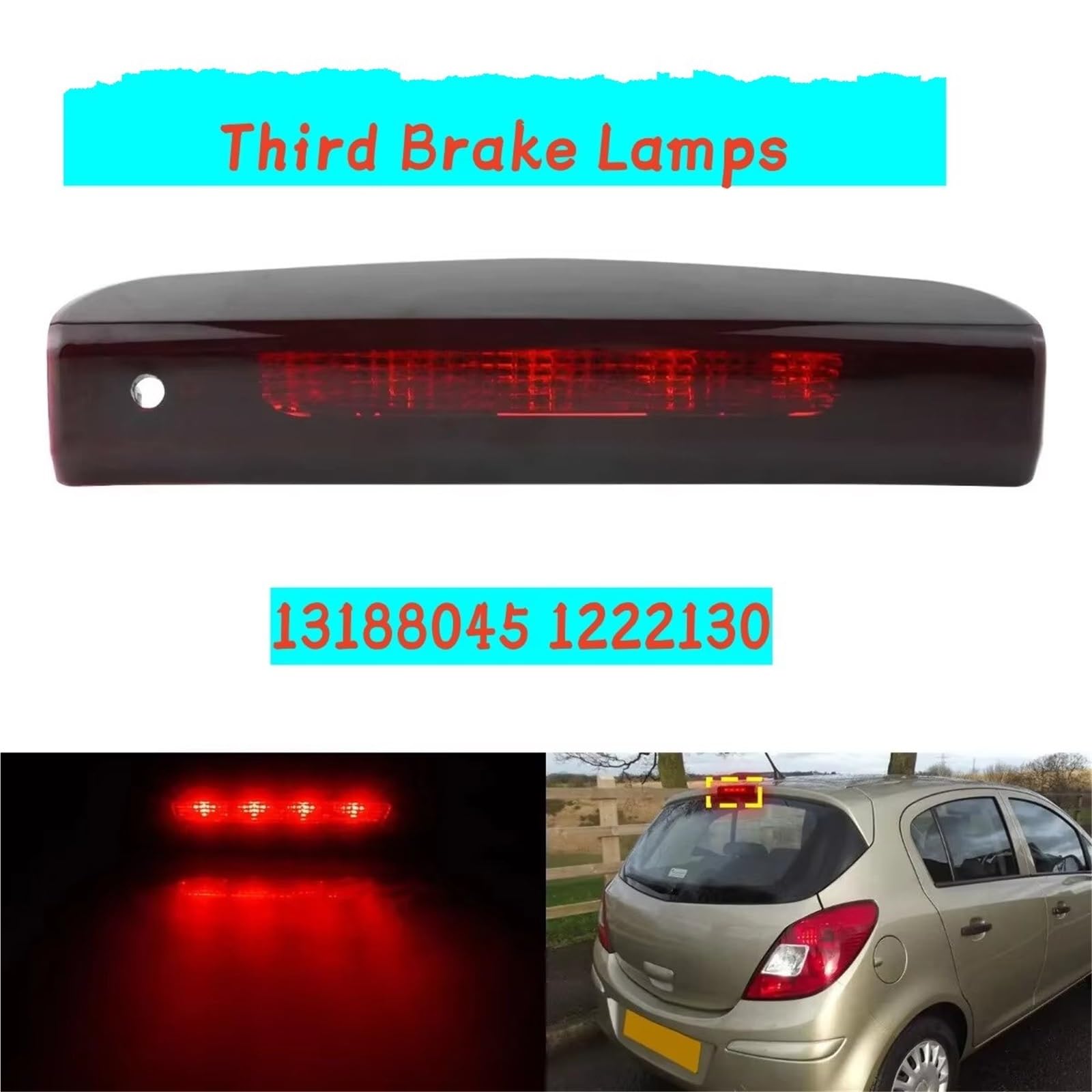 Luz freno central alta Luz Trasera De Freno Para Vauxhall Para Corsa D/E Para Opel 2006-2019 Terceras Lámparas De Freno 13188045 1222130 510511640 Luz Freno Alto(Red)