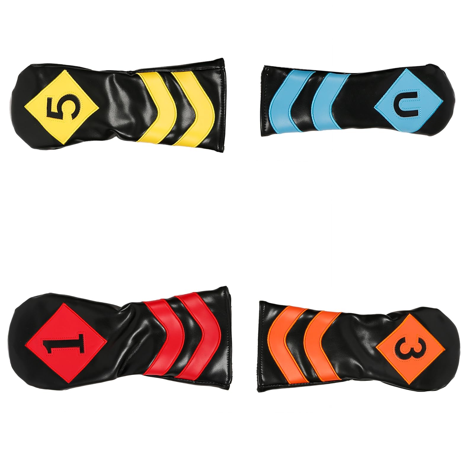 4Pcs Golf Testa Spessa Sintetico PU Pelle Golf Testa di Ferro Con Grande Numero Per Collo Lungo Golf Club Testa