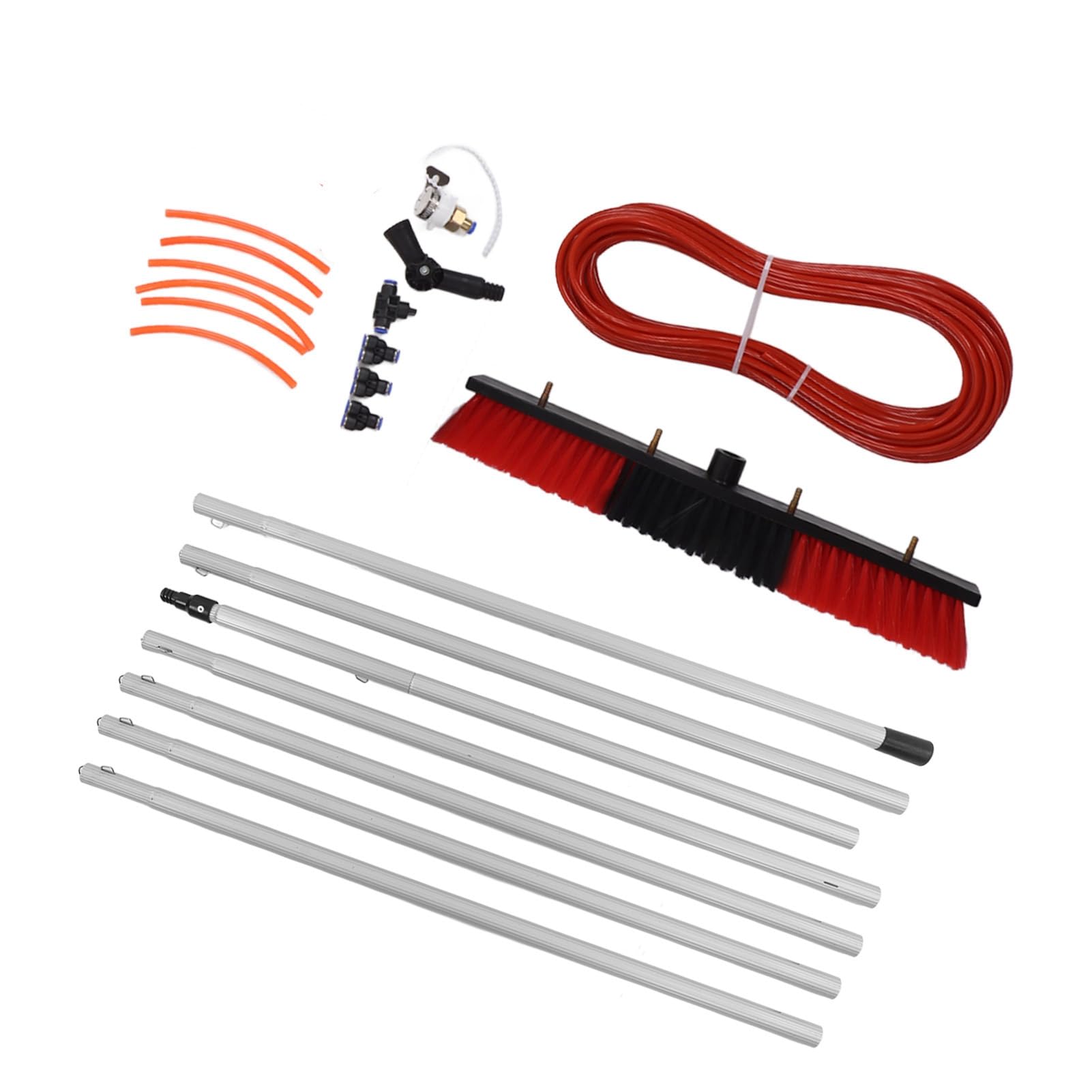 Fed Pole Kit, Fed Brush Duty, groß, Tragbar, Ausziehbar, Reiniger, Solarpanelsystem, 6 M Stange, Plus 50 Cm Bürste, Fensterscheiben und Rea, Pole Kit, Water SystemWater (7 m Stange plus 50 cm