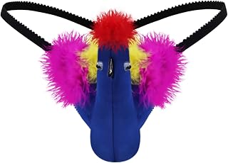 wodceeke Men's Feather Rooster Thongs Elephant Nose G-String Underwear Sexy Sissy Panties Funny Briefs for Sex Naughty