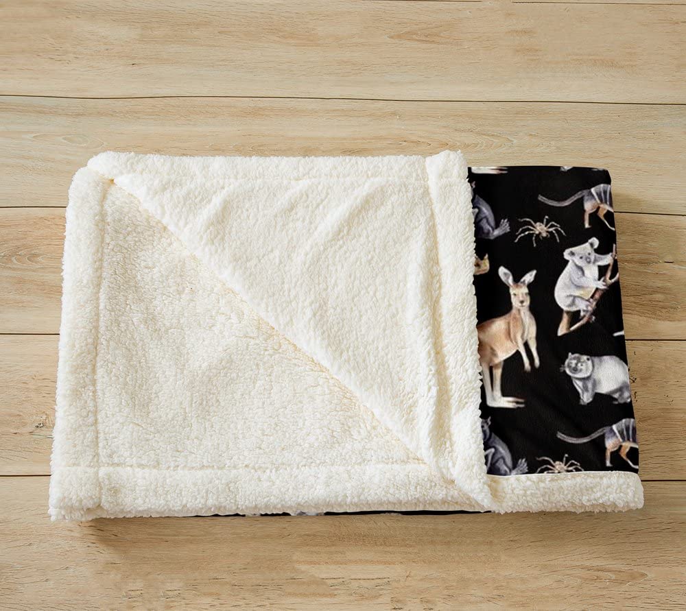 Coperta Sherpa a canguro, in pile koala, per bambini, ragazzi, ragazze, animali selvatici, coperta fuzzy per divano letto, fauna selvatica, 200 x 200 cm