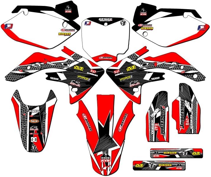 2007-2023 CRF 150 R Podium Red Senge Graphics Complete Kit Compatible with Honda