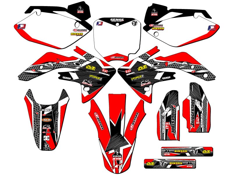 2007-2023 CRF 150 R Podium Red Senge Graphics Complete Kit Compatible with Honda