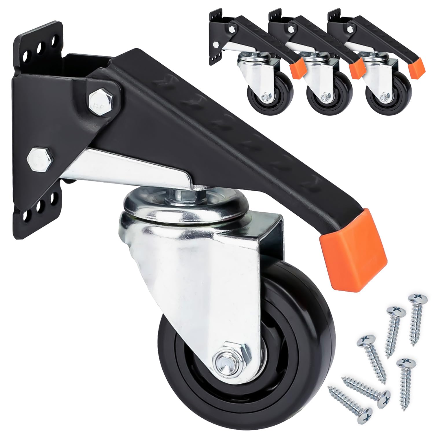 HMF 6750 - Ruedas para banco de trabajo (4 unidades, 76 mm, hasta 400 kg, poliuretano, color negro)