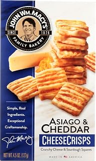 John Macy's Asiago Cheddar Cheese Crisp 4.5 oz - Crispy USA-Made Puffed Cheese Snack
