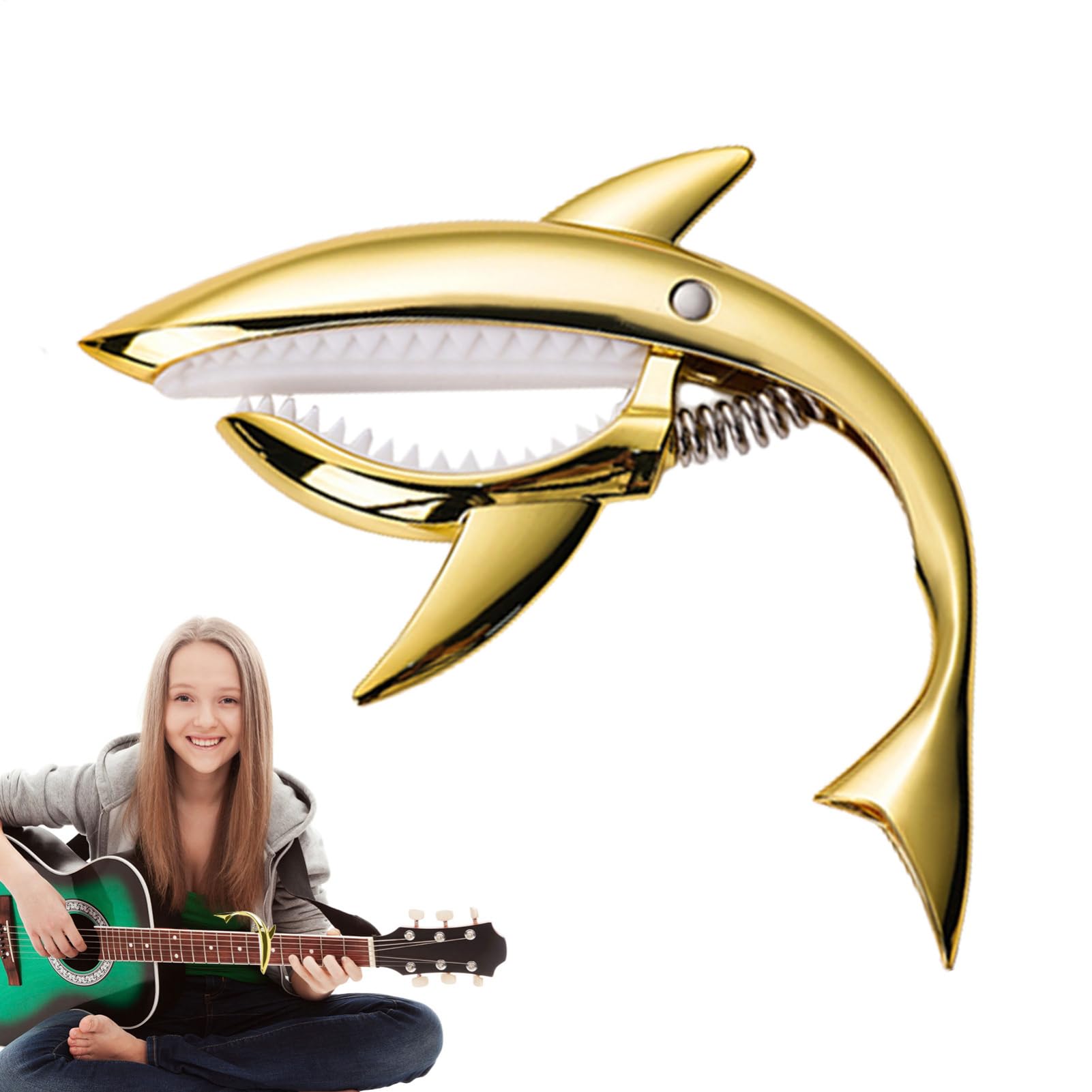 Changeur de clé en métal – Clip de guitare en forme d'aileron de requin, équipement musical unique en forme d'animal avec coussin en silicone souple, prise en main ergonomique à dégagement rapide
