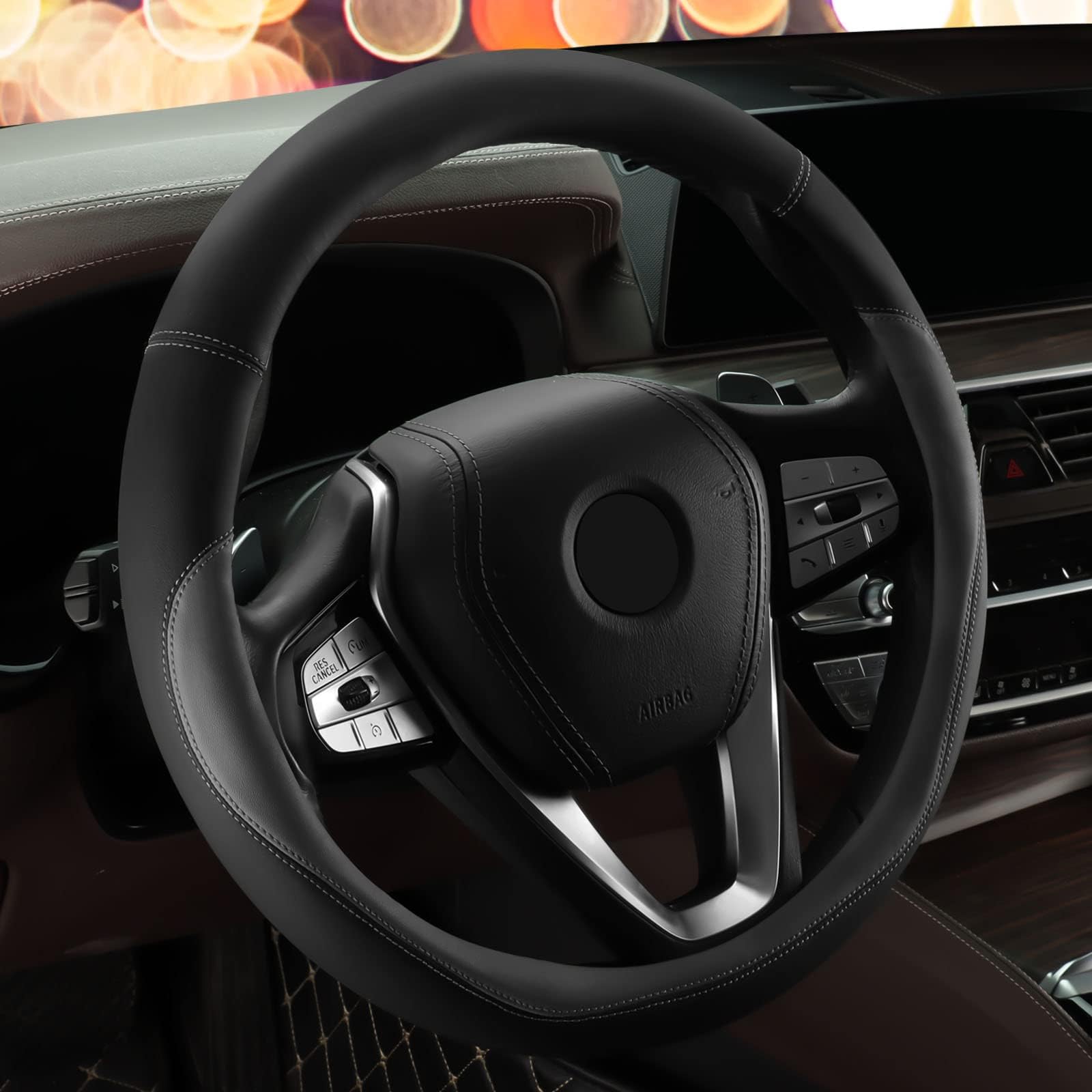 HOTOR Car Steering Wheel Cover, Anti-Slip & Comfortable Grip, Universal 15.5"–15.9", Gray