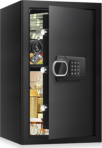Caja fuerte ignífuga grande de 3.3 pies cúbicos para uso doméstico, caja de seguridad digital antirrobo con teclado programable y llaves de