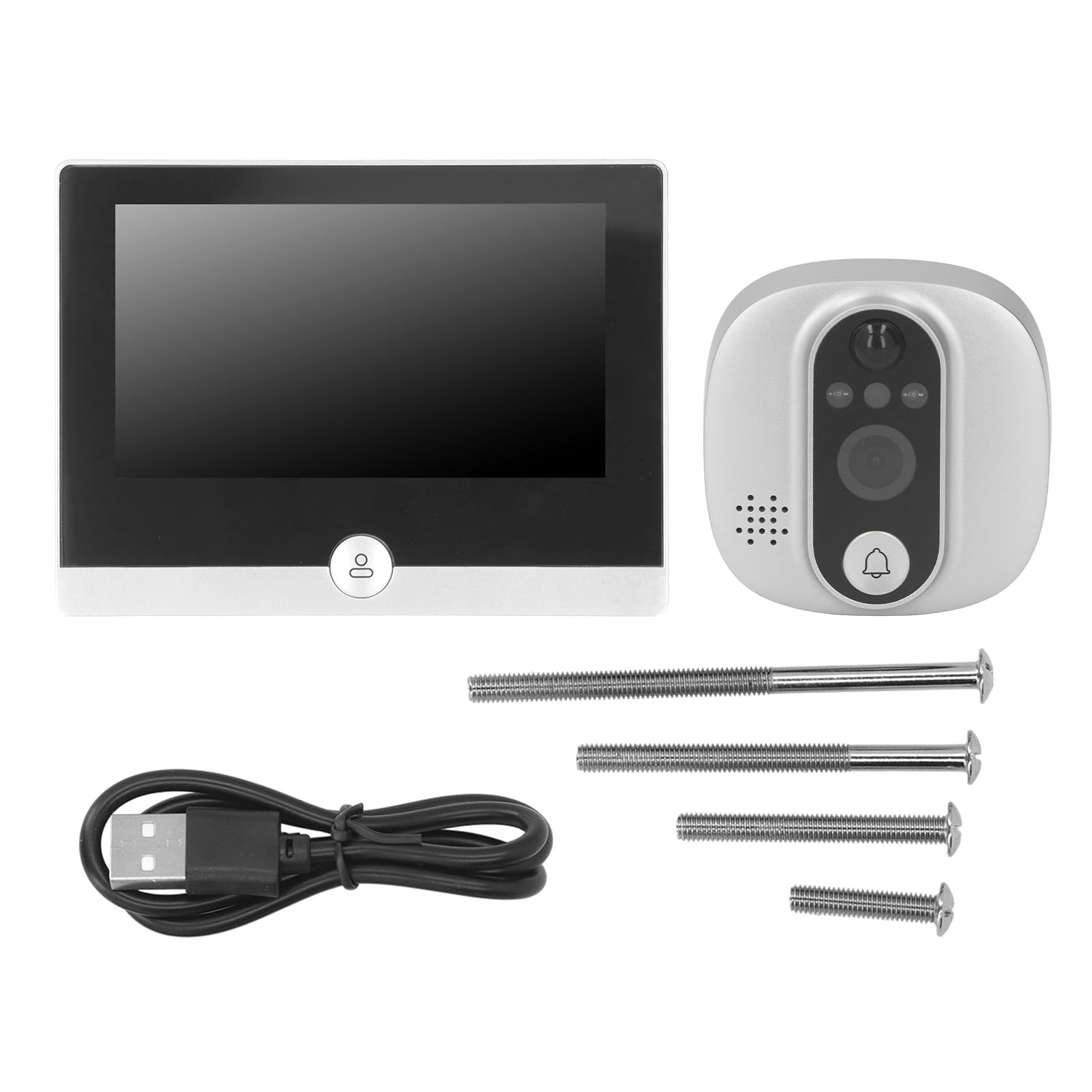 Walfront Visor de Puerta WIFI Cámara de Mirilla Inteligente Detección de Movimiento 1080P LCD en Color de 4,3 Pulgadas Intercomunicador Bidireccional Visión Nocturna Gran Angular