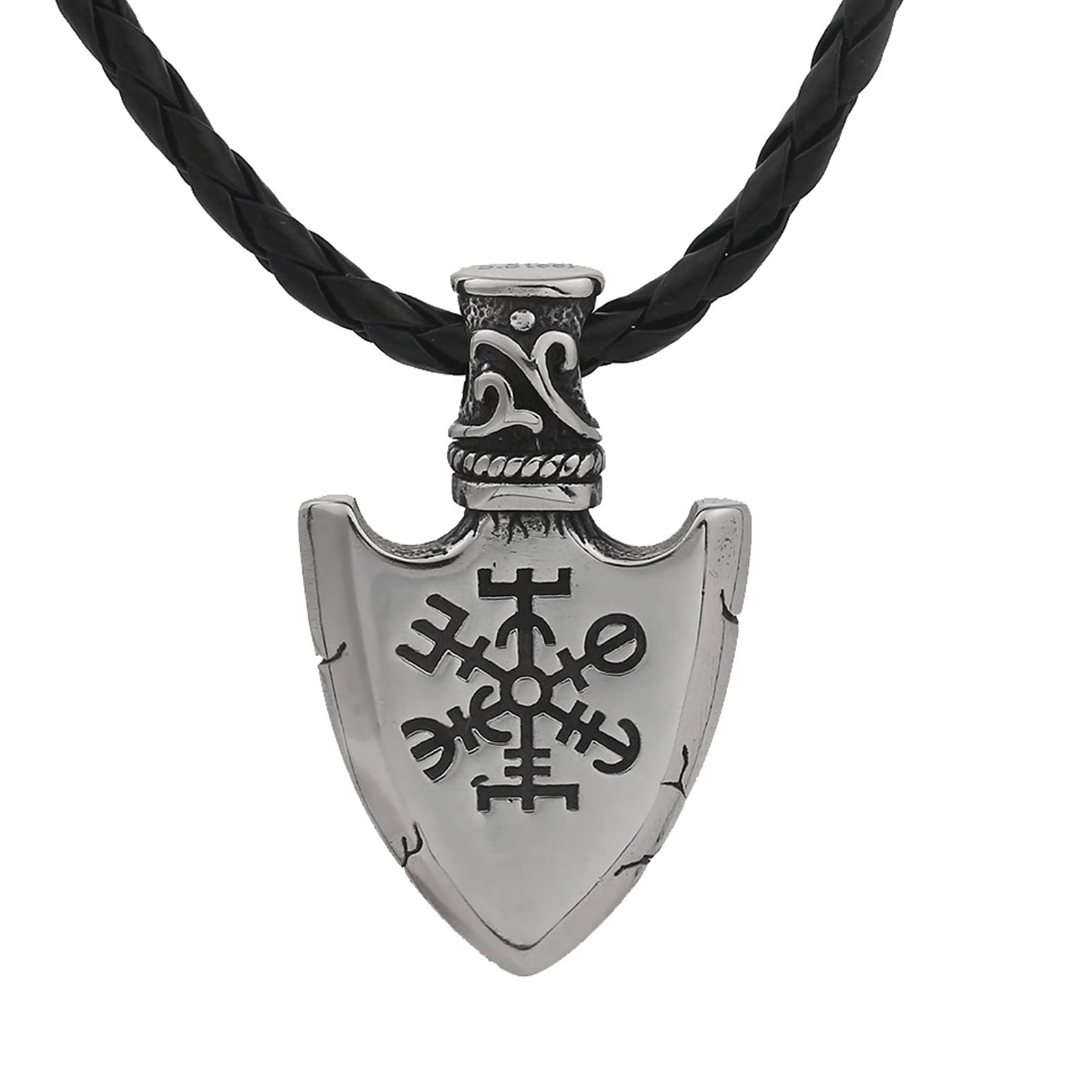 Collier homme acier boussole rune Viking amulette triangle Odin