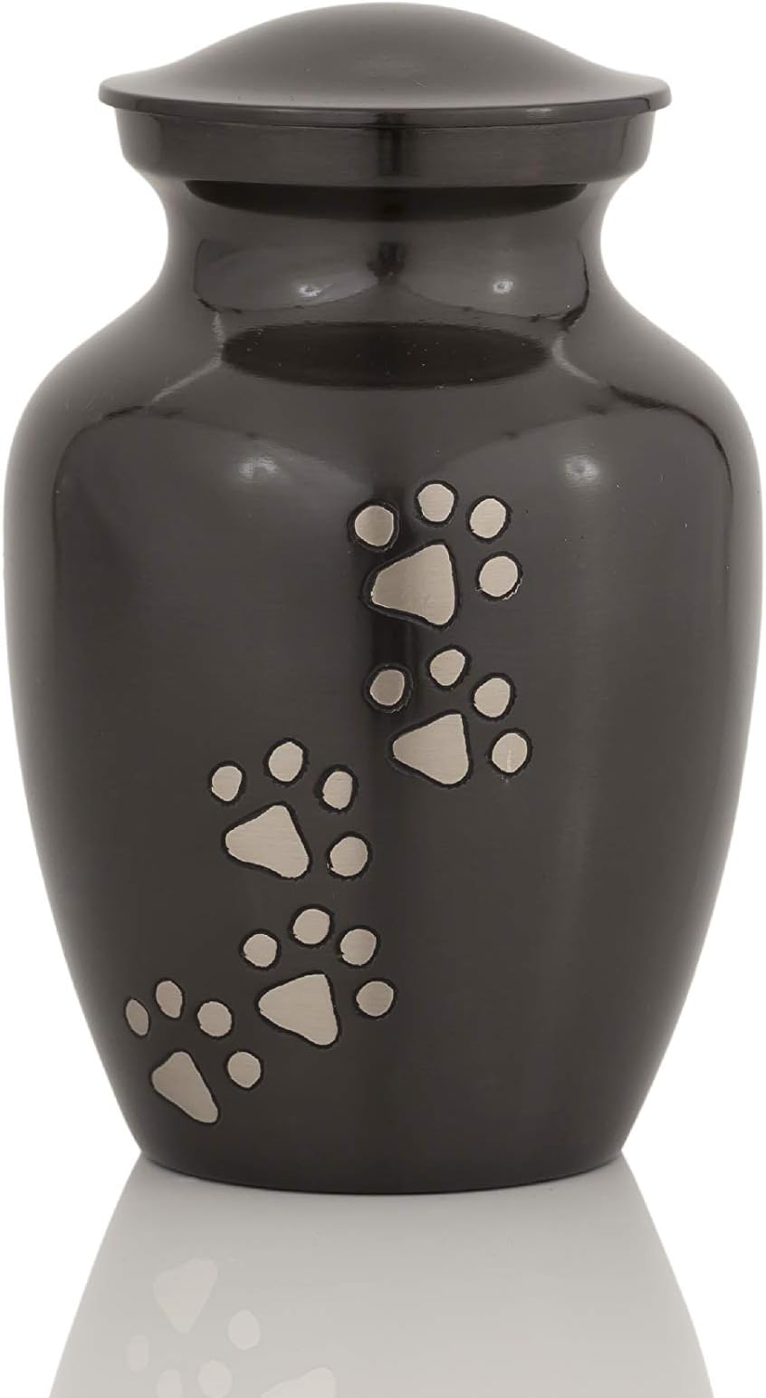 Cremation Urn for Ashes - Cerberus Series Affordable Brass Handcrafted Pets Dogs Cats Funeral Burial Small 6 inch Paw Prints