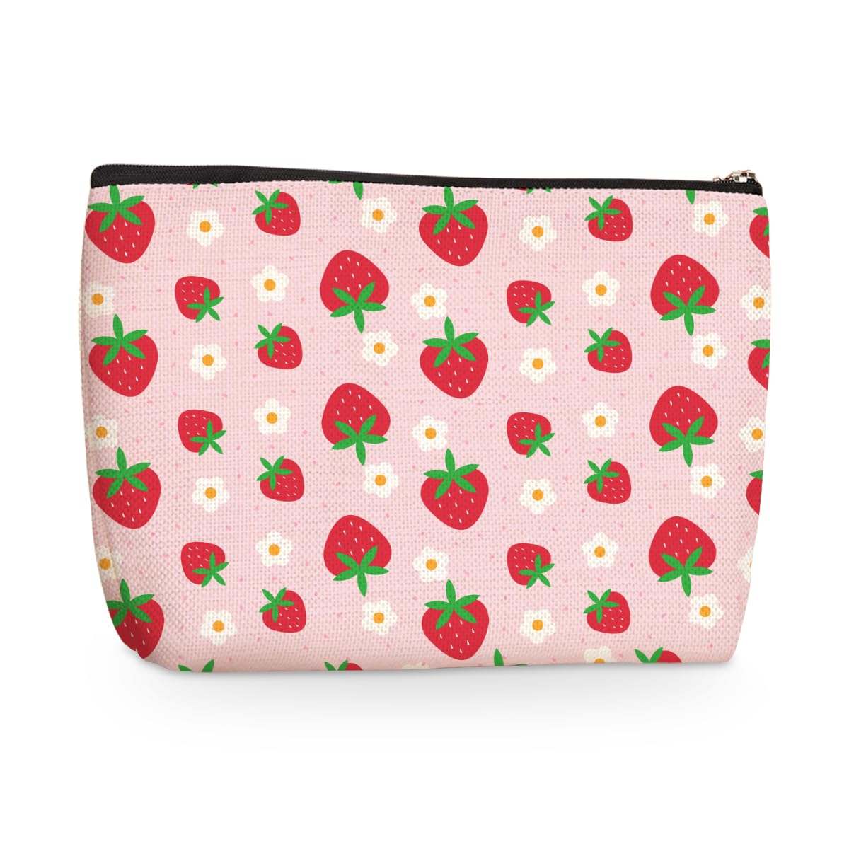 Strawberry Pattern Makeup Bag Waterproof Cosmetic Travel Bag Pouch for Women Best Friend Coworker Sister BFF Bride Daughter Girl Funny Skincare Bags