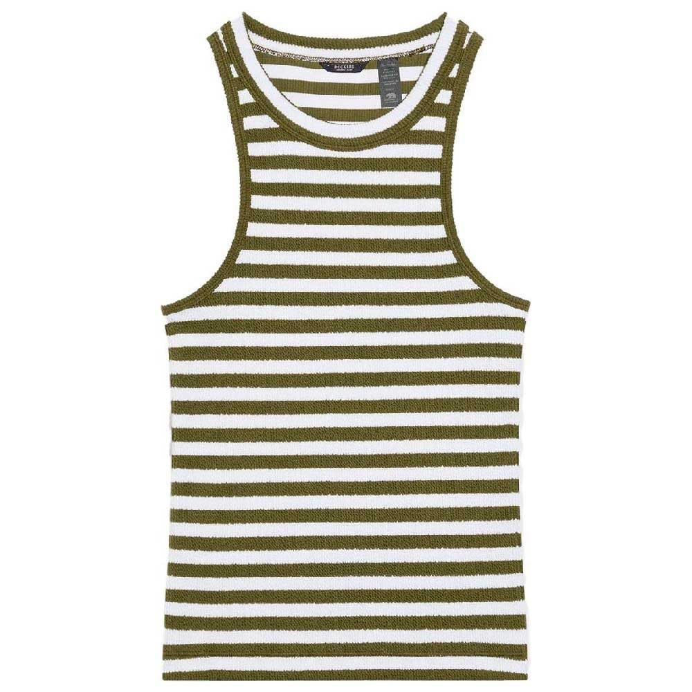 Dockers Women's Rib Knit Tank Tees, Avocado Stripe, XS