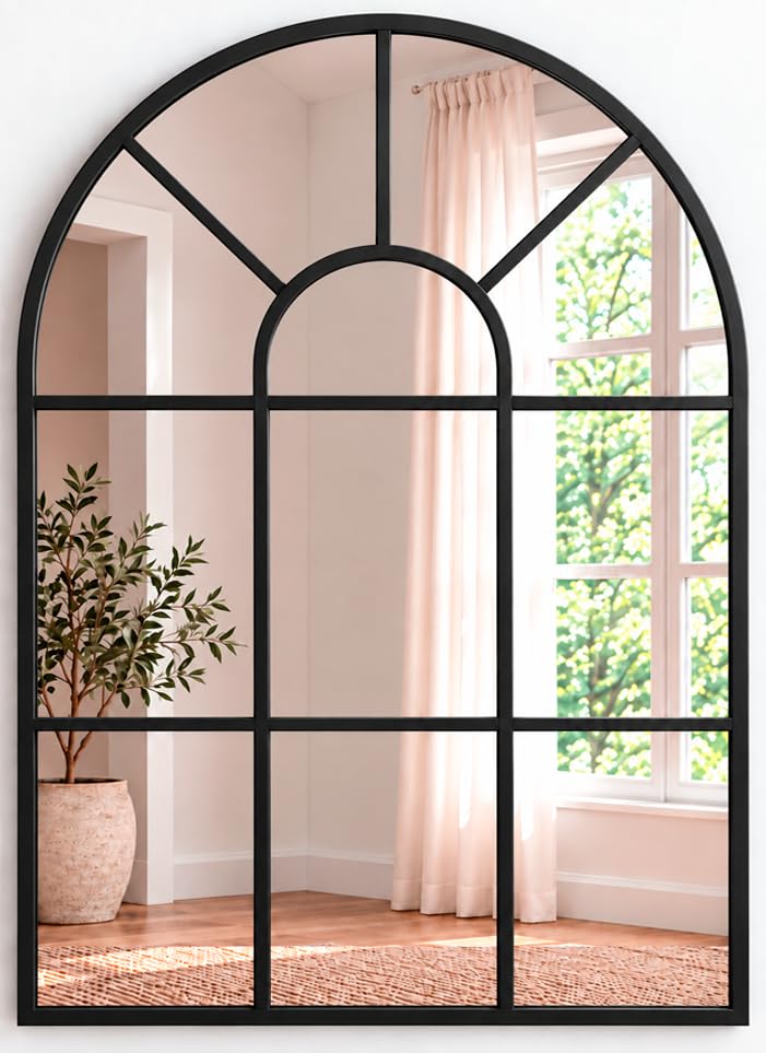 Marctani Espejo Ventana de Metal - Espejo Pared Grande Decoracion para Recibidor, Salon, Comedor, Dormitorio - Espejos Decorativos Industrial de Diseño